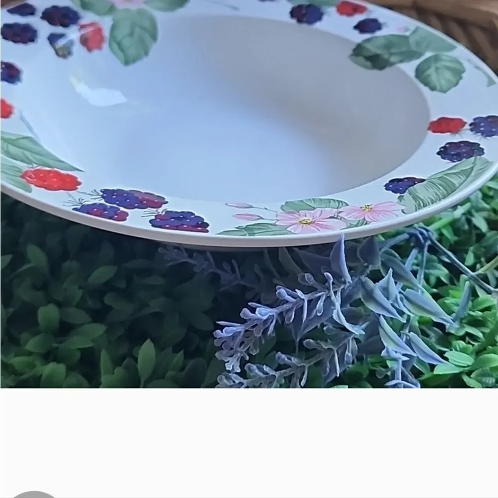 Vintage Stoneware Berries Dinner Plate Cottage Core Farhouse Chic